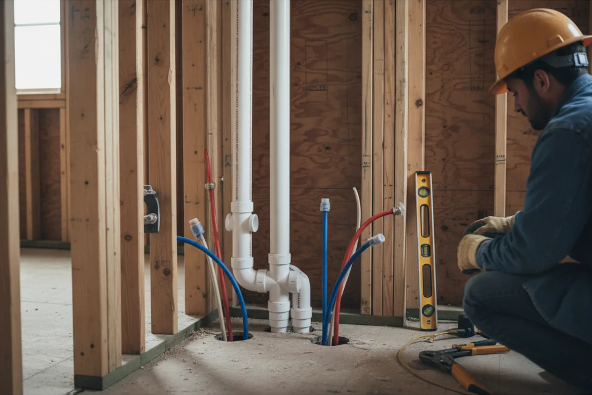 Drain and supply rough-in during Sump Pump Repair in Old Hickory